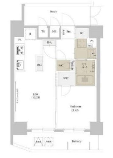 ディームス品川戸越2 1307 間取り図