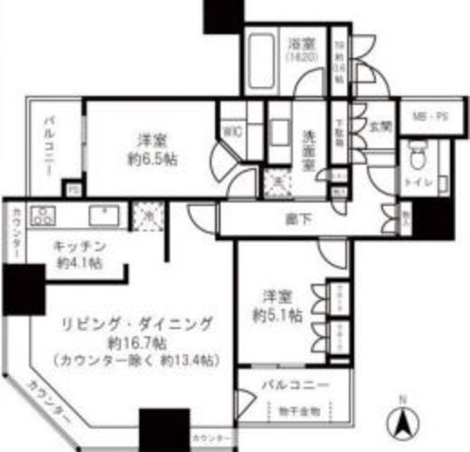 パークタワーグランスカイ 22階 間取り図