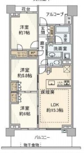 プラウド駒場 5階 間取り図