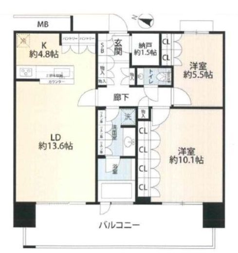 アーバンドックパークシティ豊洲タワー 13階 間取り図