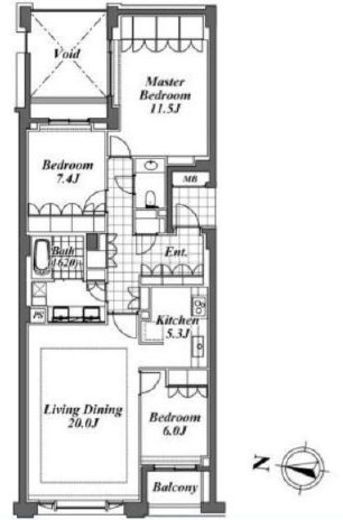 プライムメゾン御殿山 2F3 間取り図