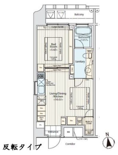 プライマル新宿若松町 1302 間取り図
