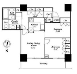 ライオンズ四谷タワーゲート 23階 間取り図