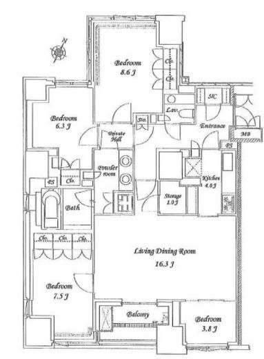 プレミスト六番町 14階 間取り図