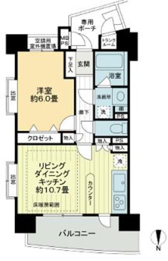 ライオンズステージ麻布 6階 間取り図