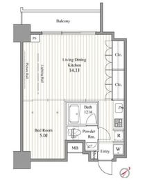 レジディア東銀座 1307 間取り図