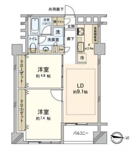 高輪グランドパームス 6階 間取り図