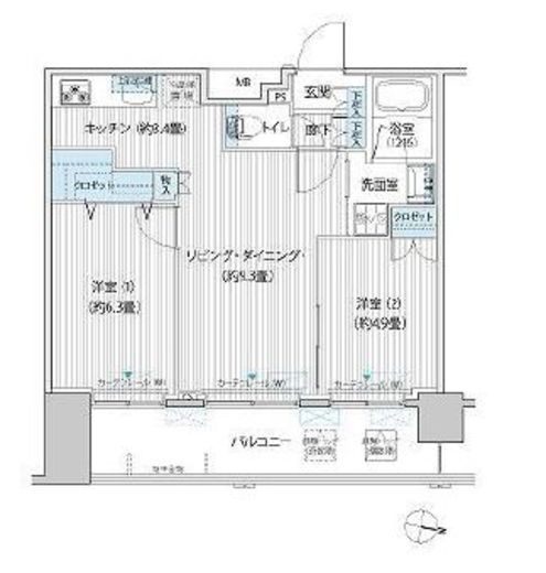 コスモグランス南品川 1305 間取り図