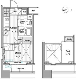 レジディア錦糸町2 205 間取り図