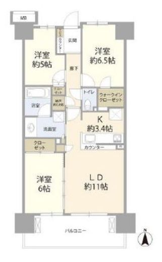 オーベルグランディオ品川勝島 18階 間取り図