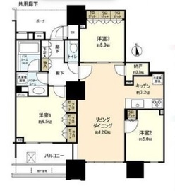 勝どきザ・タワー 27階 間取り図