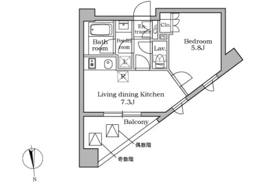 レジディア三軒茶屋 301 間取り図