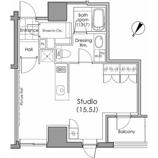 パークハビオ水天宮前 402 間取り図