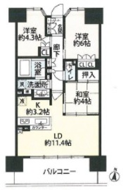 グランソシア辰巳の森海浜公園 3階 間取り図