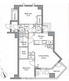 レジディア自由が丘 205 間取り図