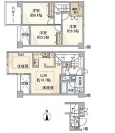 オープンレジデンス赤坂テラス 2階 間取り図