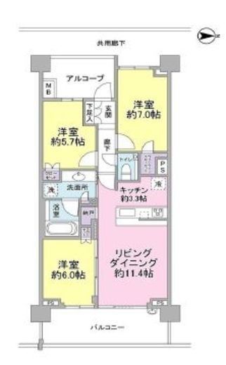 プラウド駒場 3階 間取り図