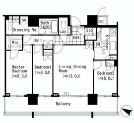 THE ROPPONGI TOKYO CLUB RESIDENCE 32階 間取り図