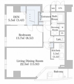 日本橋箱崎シティハイツ 301 間取り図