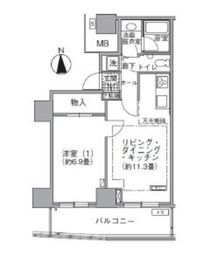 アクティ汐留 3709 間取り図