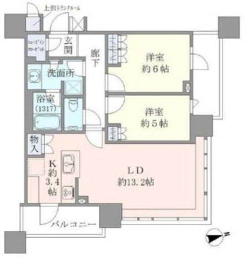 ブリリアタワーズ目黒 6階 間取り図