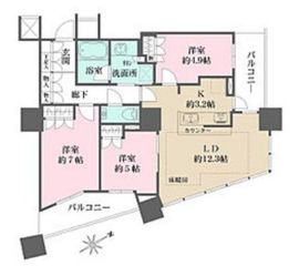 ザ・パークハウス西新宿タワー60 22階 間取り図