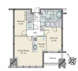 シティタワー麻布十番 6階 間取り図