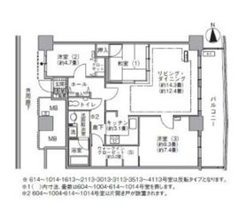 アクティ汐留 1713 間取り図