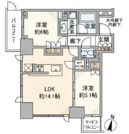 シティタワー上野池之端 2階 間取り図