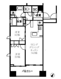 ライオンズ築地リバーノート 2階 間取り図