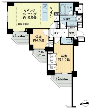 ライオンズ外苑の杜 1階 間取り図