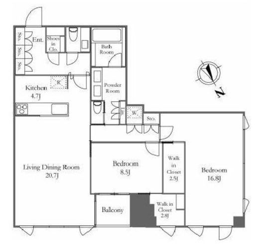 プラウド六本木 3階 間取り図