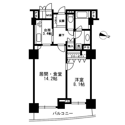 ミレニアムガーデンコート 9階 間取り図
