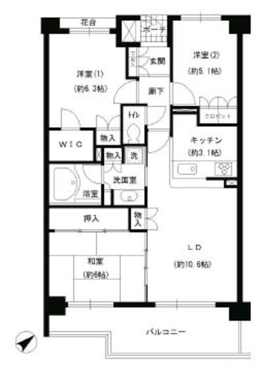 エスティメゾン巣鴨 603 間取り図