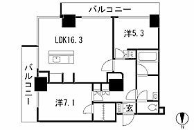 カテリーナ三田タワースイート ウエストアーク 2203 間取り図