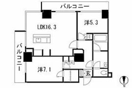 カテリーナ三田タワースイート ウエストアーク 2203 間取り図