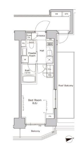 プラウドフラット門前仲町5 807 間取り図