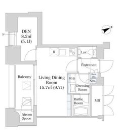 プラティーヌ西新宿 501 間取り図