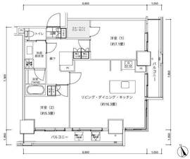 パークキューブ愛宕山タワー 2503 間取り図