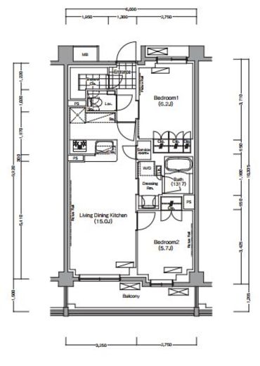 プレジリア代々木大山町 E202 間取り図