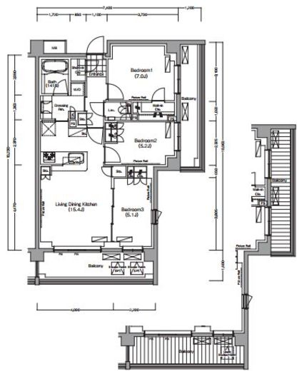 プレジリア代々木大山町 E205 間取り図