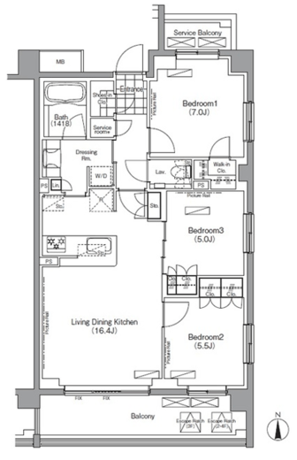 プレジリア代々木大山町 E208 間取り図