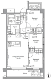 プレジリア代々木大山町 E208 間取り図