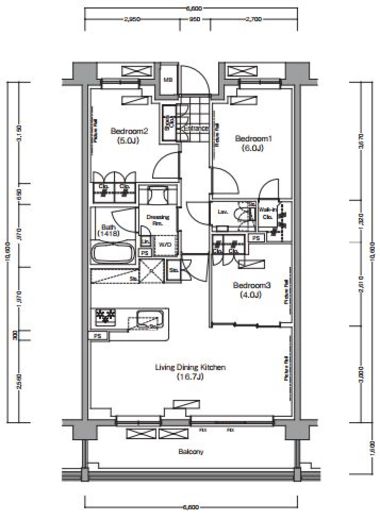 プレジリア代々木大山町 E412 間取り図