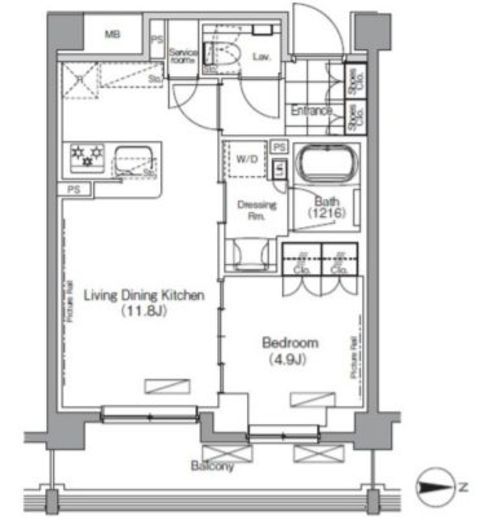 プレジリア代々木大山町 W216 間取り図