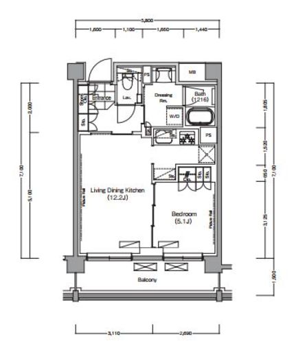プレジリア代々木大山町 W419 間取り図