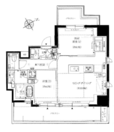 ジオ四谷三栄町 13階 間取り図