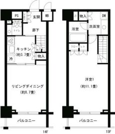 パークキューブ神田 1403 間取り図