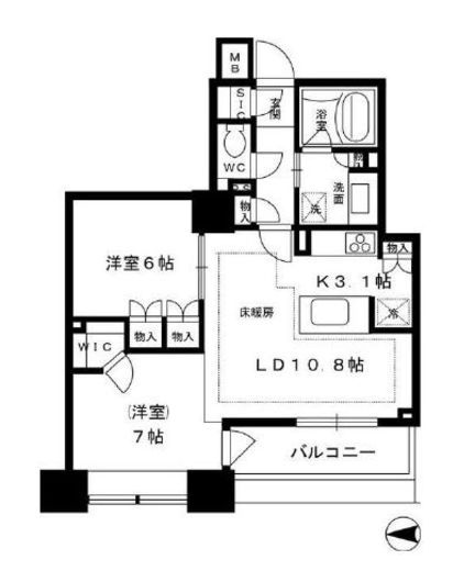 ライオンズ四谷タワーゲート 10階 間取り図