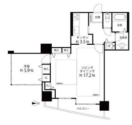 河田町ガーデン 1-1507 間取り図